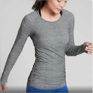 Athleta Speedlight Heather Gray Ruched Sides